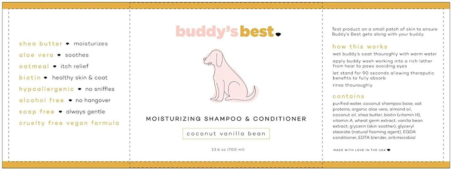 , Dog Shampoo and Conditioner in One - Hypoallergenic, Oatmeal Shampoo for Dogs with Sensitive Skin - Moisturizing Dog Wash